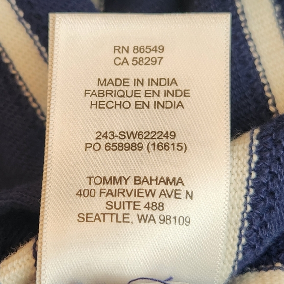 Tommy Bahama Midi Dress XL Navy Blue Cotton Sun Harbor Striped Kaftan New $200 - Picture 15 of 16